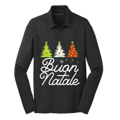 Funny Buon Natale Italy Pride Xmas Holiday Italian Christmas Long Sleeve Silk Touch Performance Long Sleeve Polo