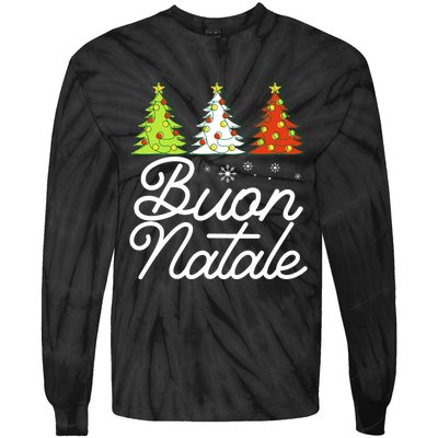 Funny Buon Natale Italy Pride Xmas Holiday Italian Christmas Long Sleeve Tie-Dye Long Sleeve Shirt