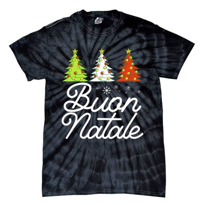 Funny Buon Natale Italy Pride Xmas Holiday Italian Christmas Long Sleeve Tie-Dye T-Shirt