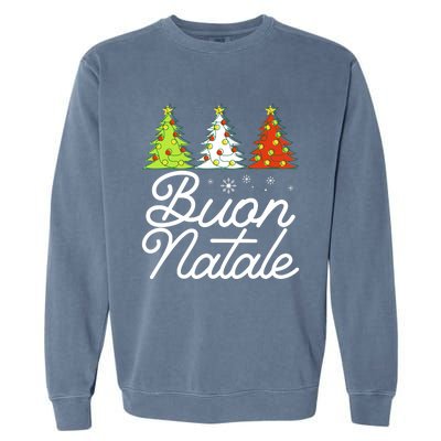 Funny Buon Natale Italy Pride Xmas Holiday Italian Christmas Long Sleeve Garment-Dyed Sweatshirt