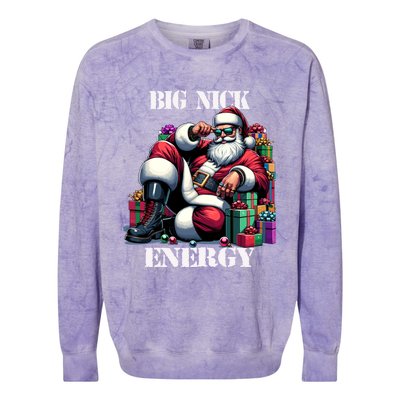 Fun Big Nick Energy Funny Santa Claus Christmas Xmas Cool Gift Colorblast Crewneck Sweatshirt