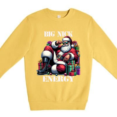 Fun Big Nick Energy Funny Santa Claus Christmas Xmas Cool Gift Premium Crewneck Sweatshirt