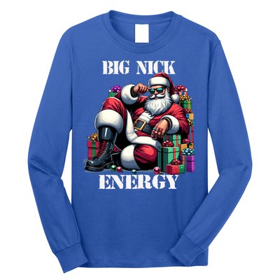 Fun Big Nick Energy Funny Santa Claus Christmas Xmas Cool Gift Long Sleeve Shirt