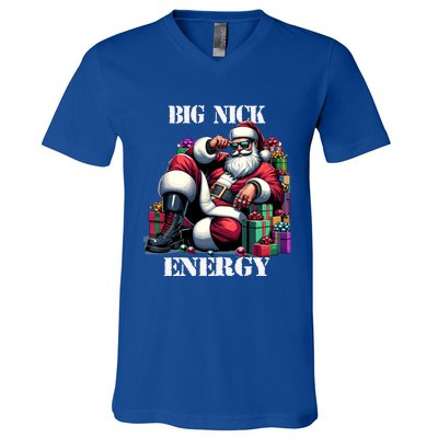 Fun Big Nick Energy Funny Santa Claus Christmas Xmas Cool Gift V-Neck T-Shirt