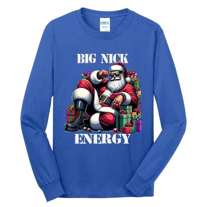 Fun Big Nick Energy Funny Santa Claus Christmas Xmas Cool Gift Tall Long Sleeve T-Shirt