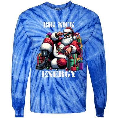 Fun Big Nick Energy Funny Santa Claus Christmas Xmas Cool Gift Tie-Dye Long Sleeve Shirt