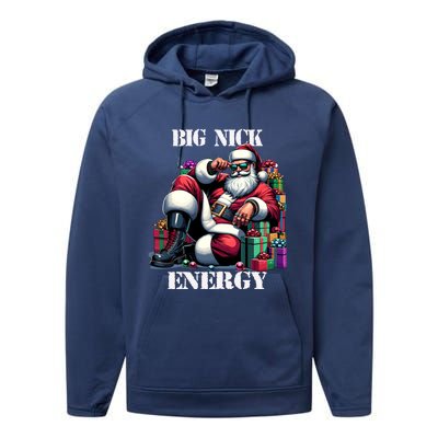 Fun Big Nick Energy Funny Santa Claus Christmas Xmas Cool Gift Performance Fleece Hoodie