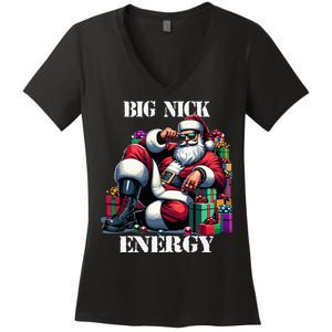 Fun Big Nick Energy Funny Santa Claus Christmas Xmas Cool Women's V-Neck T-Shirt