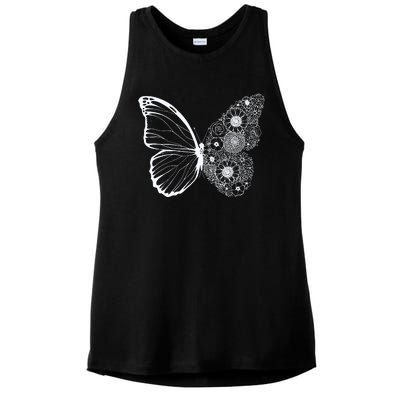 Floral Butterfly Nature Ladies PosiCharge Tri-Blend Wicking Tank