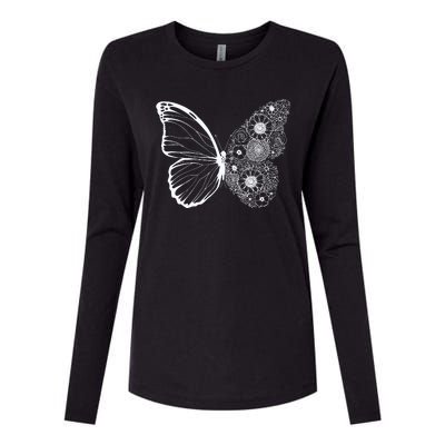 Floral Butterfly Nature Womens Cotton Relaxed Long Sleeve T-Shirt