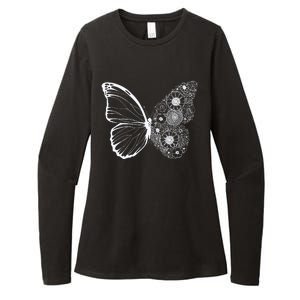 Floral Butterfly Nature Womens CVC Long Sleeve Shirt