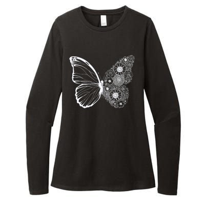 Floral Butterfly Nature Womens CVC Long Sleeve Shirt