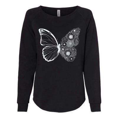 Floral Butterfly Nature Womens California Wash Sweatshirt