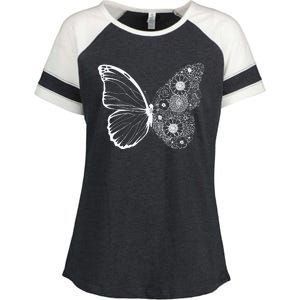 Floral Butterfly Nature Enza Ladies Jersey Colorblock Tee