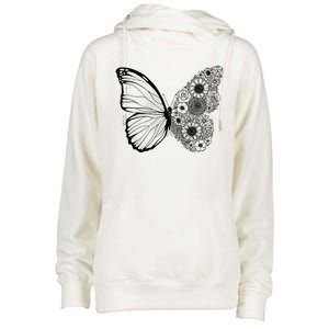 Floral Butterfly Nature Womens Funnel Neck Pullover Hood