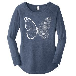 Floral Butterfly Nature Women's Perfect Tri Tunic Long Sleeve Shirt