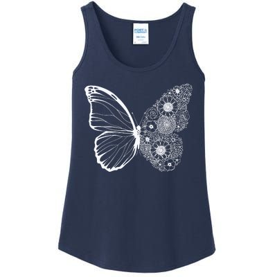 Floral Butterfly Nature Ladies Essential Tank