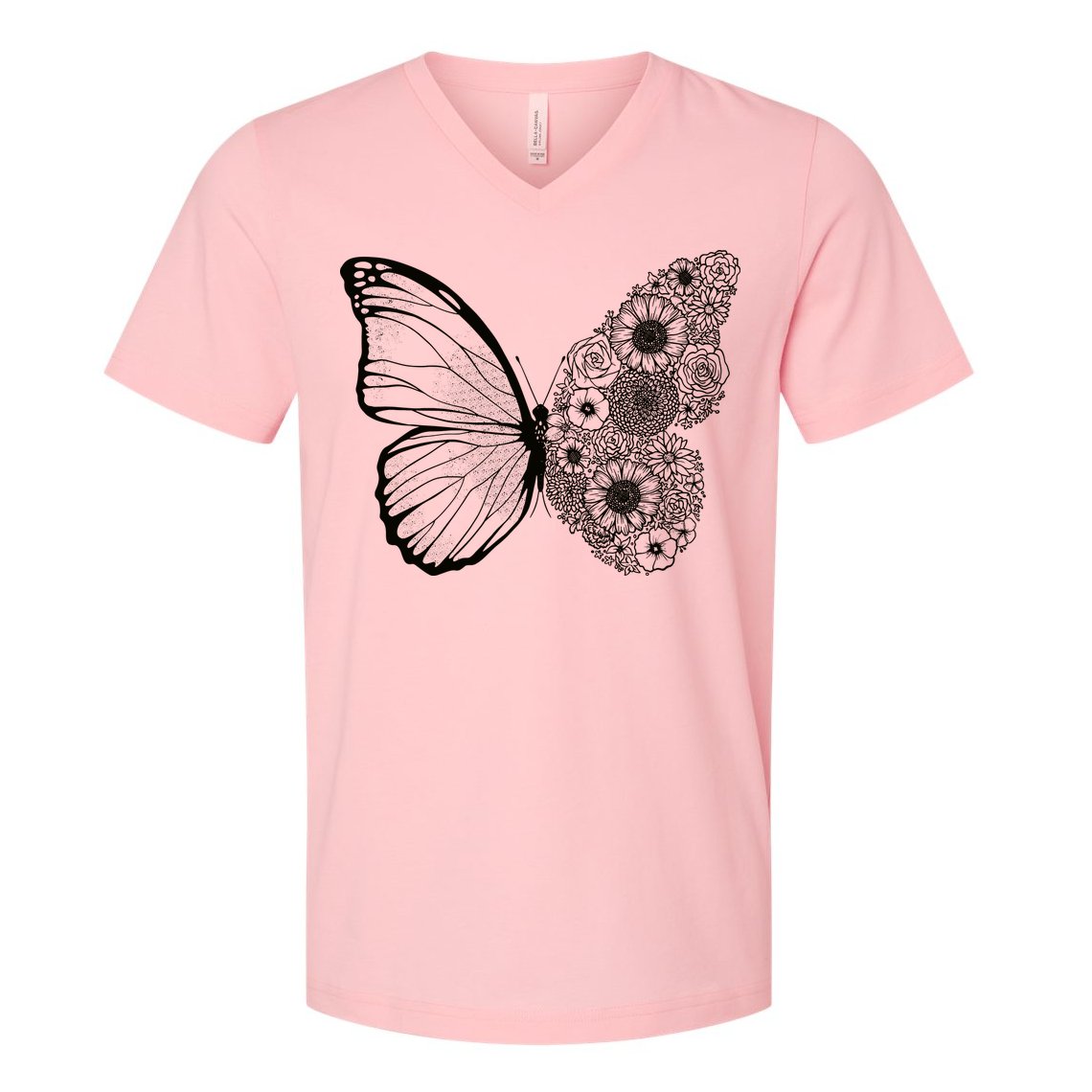 Floral Butterfly Nature V-Neck T-Shirt