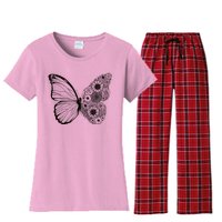 Floral Butterfly Nature Women's Flannel Pajama Set