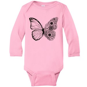 Floral Butterfly Nature Baby Long Sleeve Bodysuit