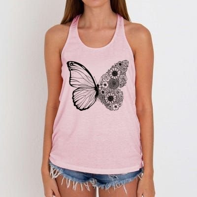 Floral Butterfly Nature Women's Knotted Racerback Tank