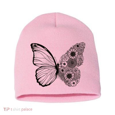Floral Butterfly Nature Short Acrylic Beanie