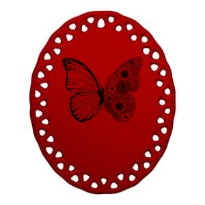 Floral Butterfly Nature Ceramic Oval Ornament