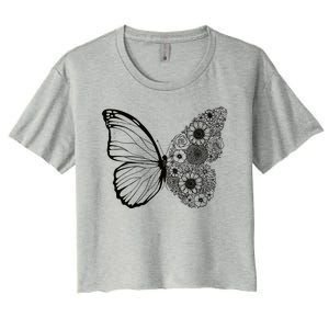 Floral Butterfly Nature Women's Crop Top Tee