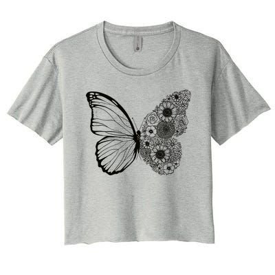 Floral Butterfly Nature Women's Crop Top Tee