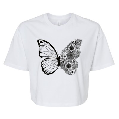 Floral Butterfly Nature Bella+Canvas Jersey Crop Tee