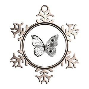 Floral Butterfly Nature Metallic Star Ornament