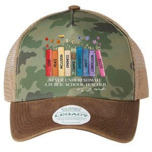 Floral Books Never Underestimate A Public School Teacher Legacy Tie Dye Trucker Hat