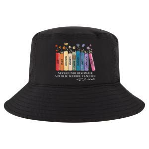 Floral Books Never Underestimate A Public School Teacher Cool Comfort Performance Bucket Hat