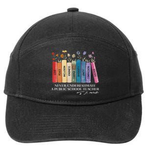 Floral Books Never Underestimate A Public School Teacher 7-Panel Snapback Hat