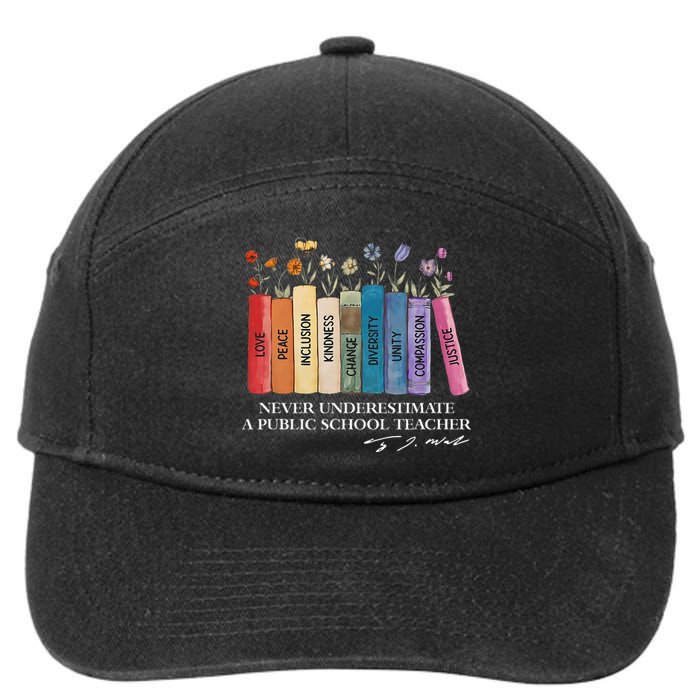 Floral Books Never Underestimate A Public School Teacher 7-Panel Snapback Hat