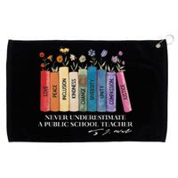 Floral Books Never Underestimate A Public School Teacher Grommeted Golf Towel