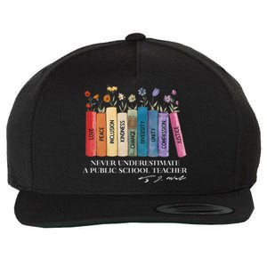 Floral Books Never Underestimate A Public School Teacher Wool Snapback Cap