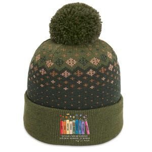 Floral Books Never Underestimate A Public School Teacher The Baniff Cuffed Pom Beanie