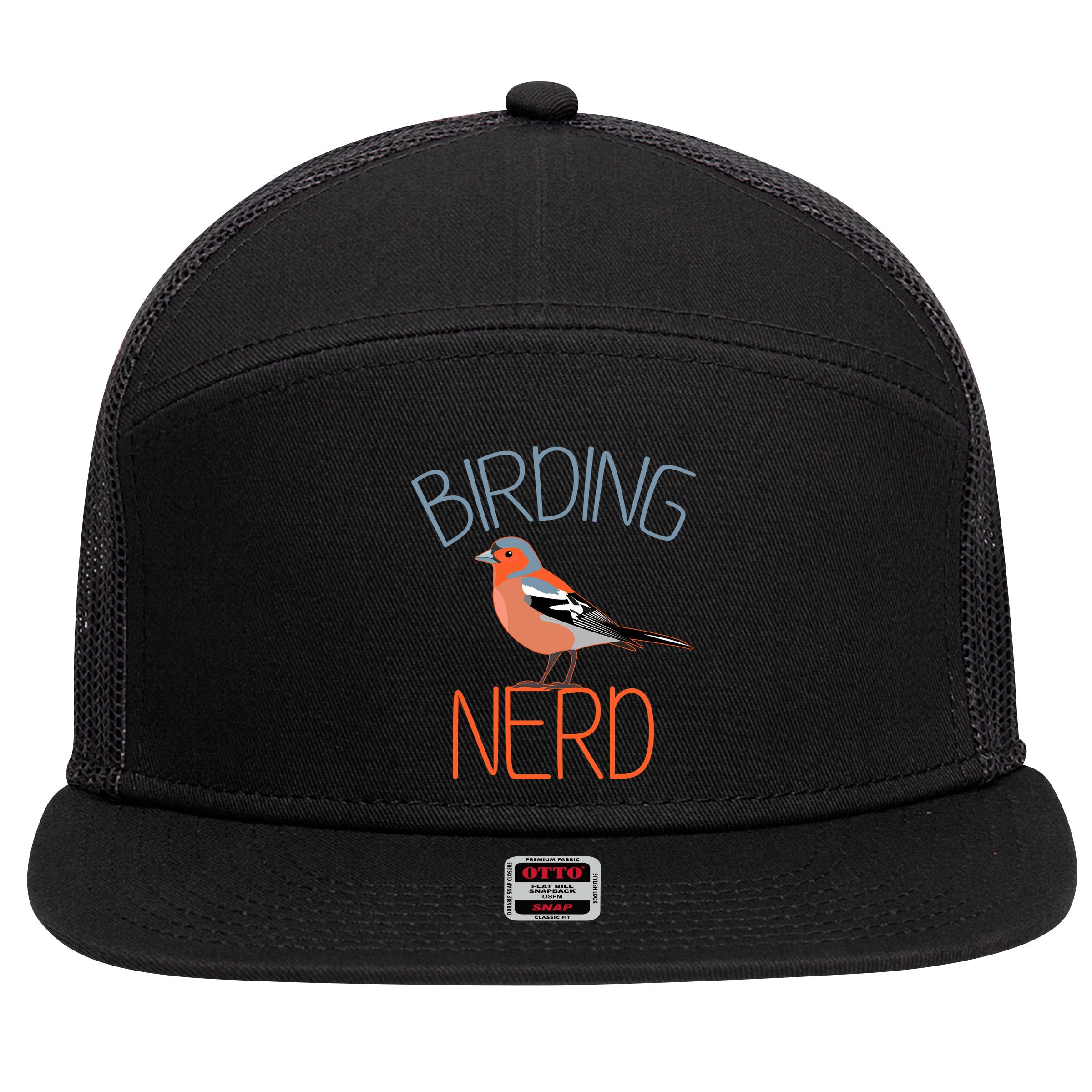 Funny Birding Nerd Bird Watching Fan 7 Panel Mesh Trucker Snapback Hat