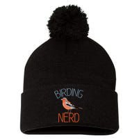 Funny Birding Nerd Bird Watching Fan Pom Pom 12in Knit Beanie