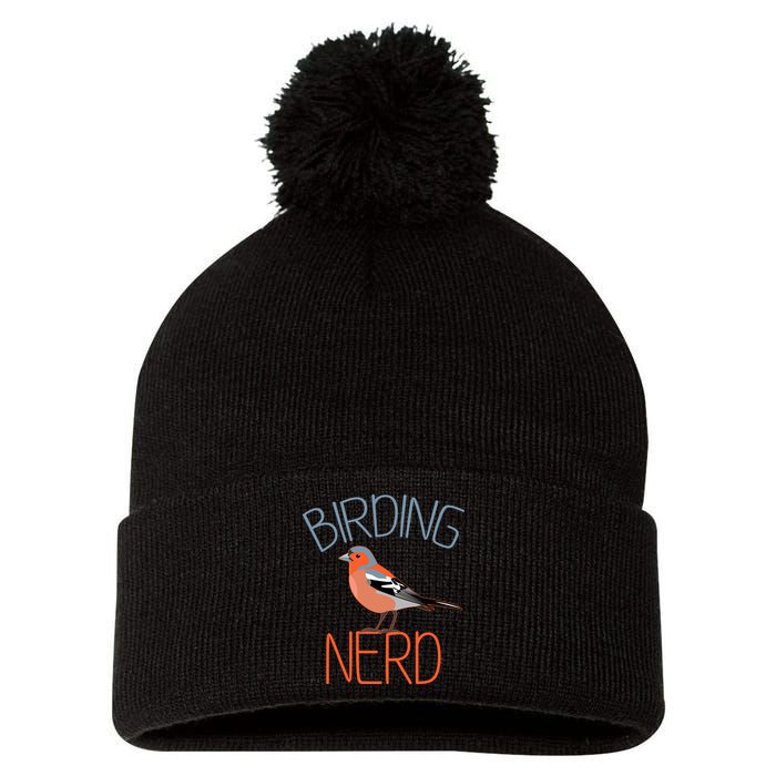 Funny Birding Nerd Bird Watching Fan Pom Pom 12in Knit Beanie