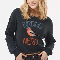 Funny Birding Nerd Bird Watching Fan Cropped Pullover Crew