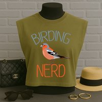 Funny Birding Nerd Bird Watching Fan Garment-Dyed Women's Muscle Tee