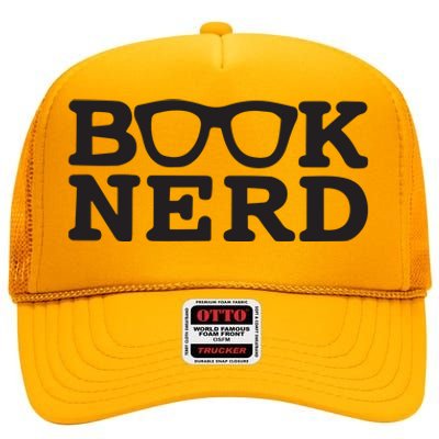 Funny Book Nerd Librarian Teacher Student Reader Book Lover High Crown Mesh Back Trucker Hat