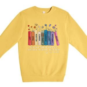 Floral Books Never Underestimate A Public School Teacher Premium Crewneck Sweatshirt