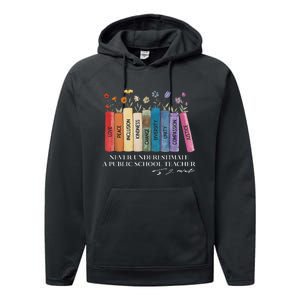 Floral Books Never Underestimate A Public School Teacher Performance Fleece Hoodie