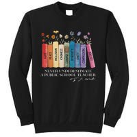 Floral Books Never Underestimate A Public School Teacher Sweatshirt