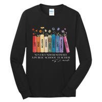 Floral Books Never Underestimate A Public School Teacher Tall Long Sleeve T-Shirt