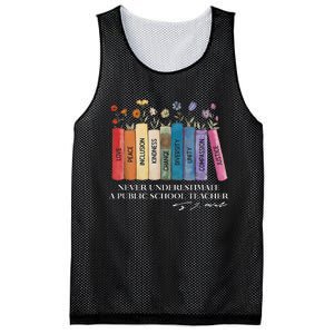 Floral Books Never Underestimate A Public School Teacher Mesh Reversible Basketball Jersey Tank