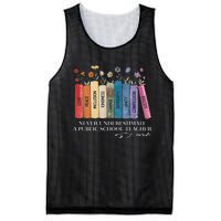 Floral Books Never Underestimate A Public School Teacher Mesh Reversible Basketball Jersey Tank